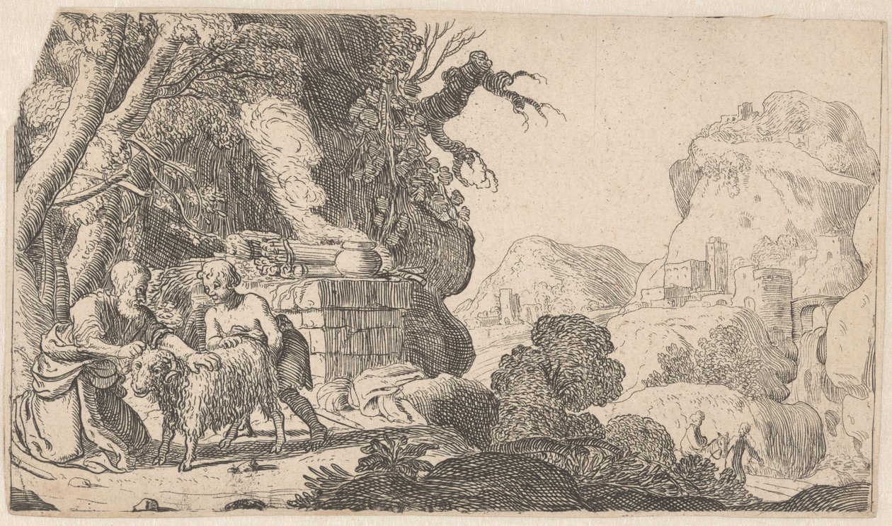 Abraham og Isak med offerværen History of Abraham (serietittel) av Claes Moeyaert