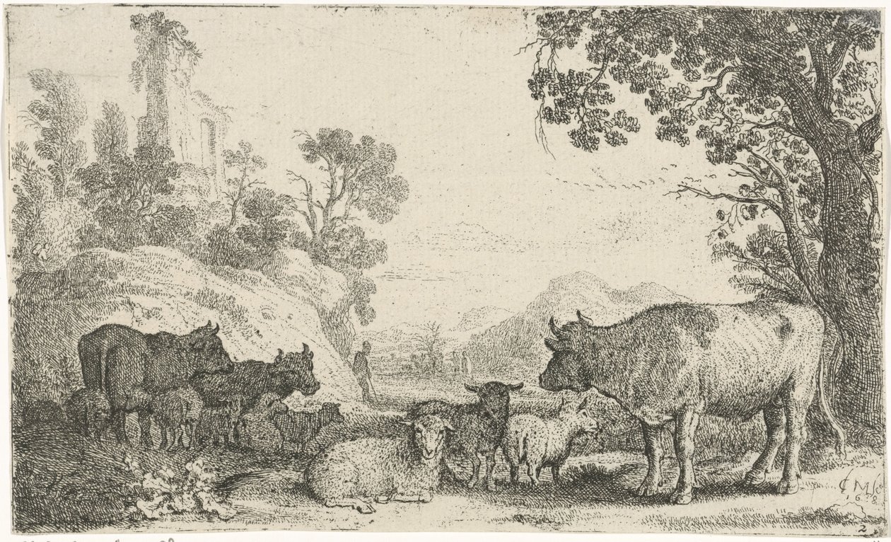 Landskap med storfe av Claes Moeyaert
