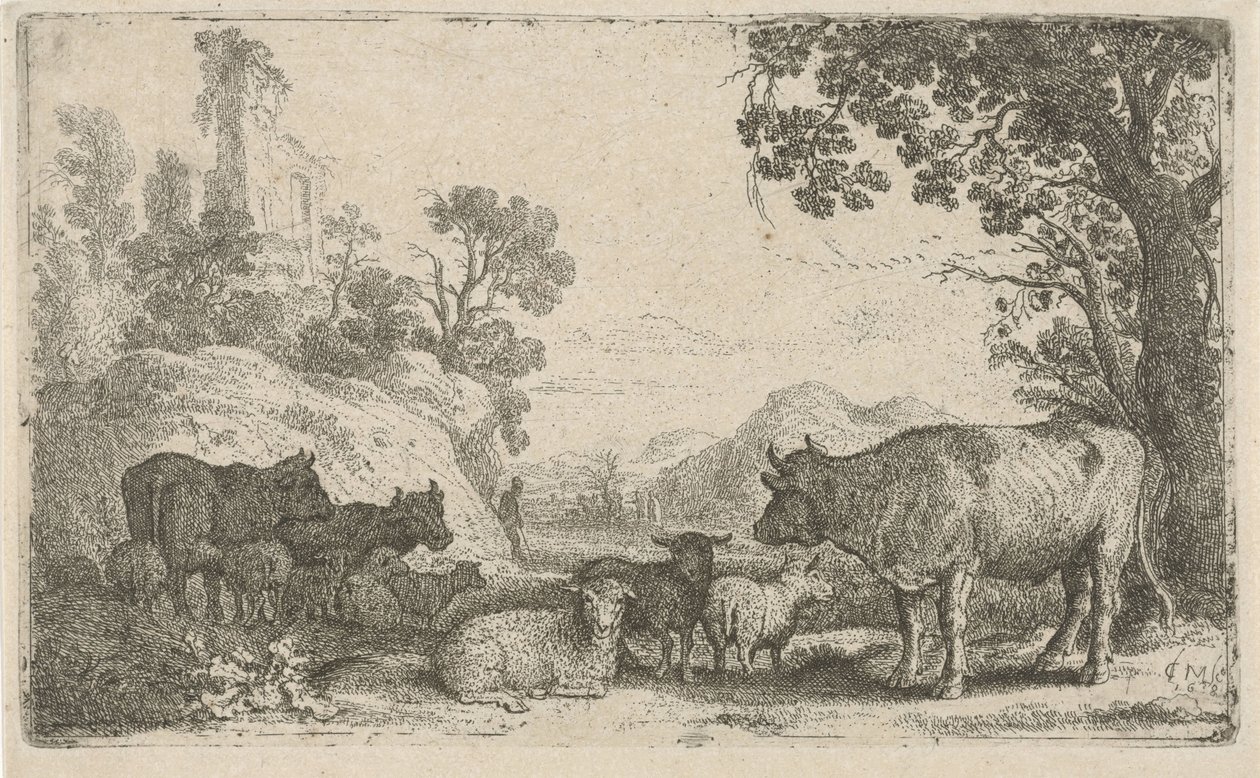 Landskap med storfe av Claes Moeyaert