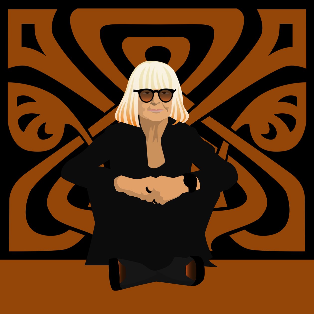 Portrett av Barbara Hulanicki, motedesigner, grunnlegger av Biba, interiørdesigner og illustratør av Claire Huntley