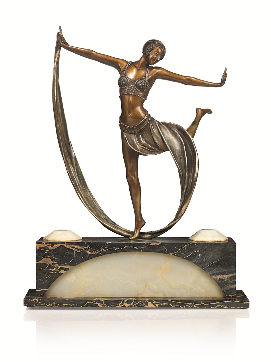 Art Deco-figur med opplyst base, 