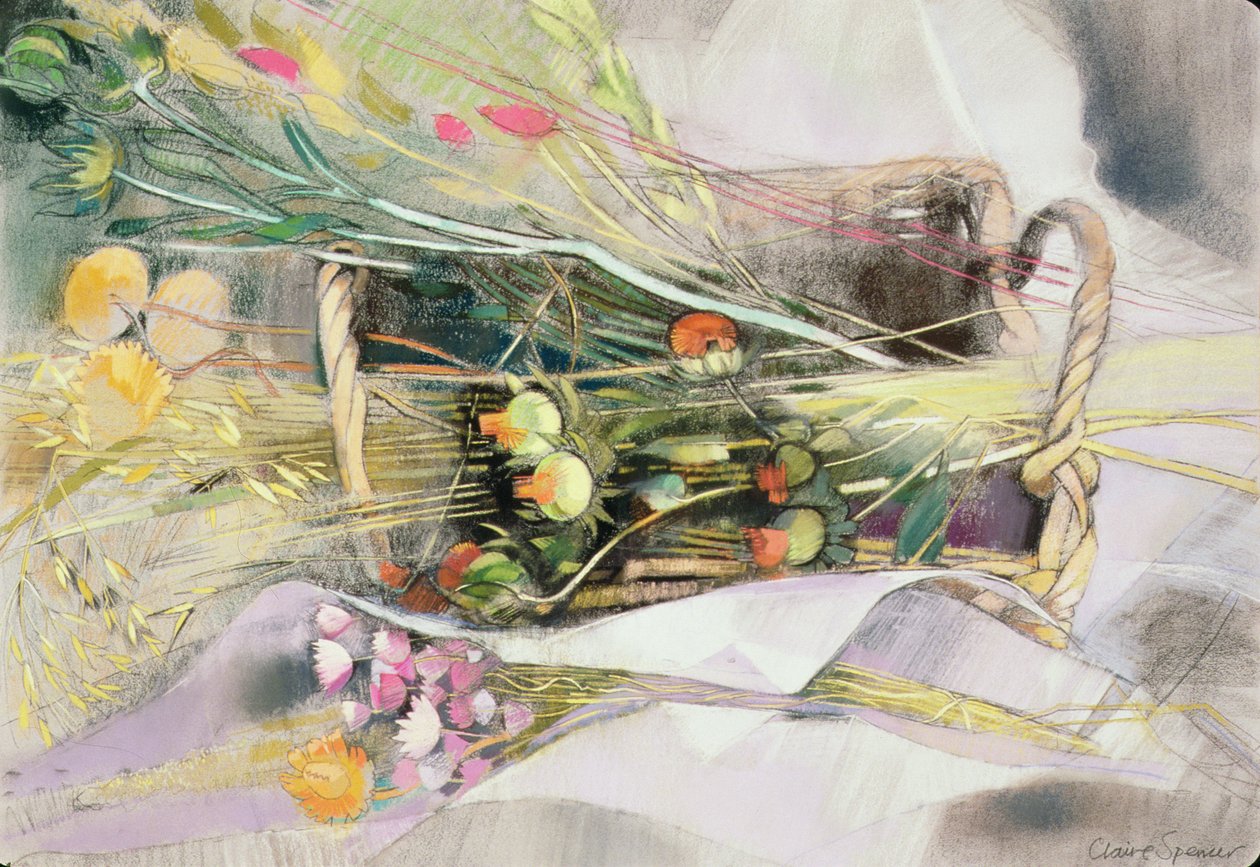 Kurv med tørkede blomster ( av Claire Spencer