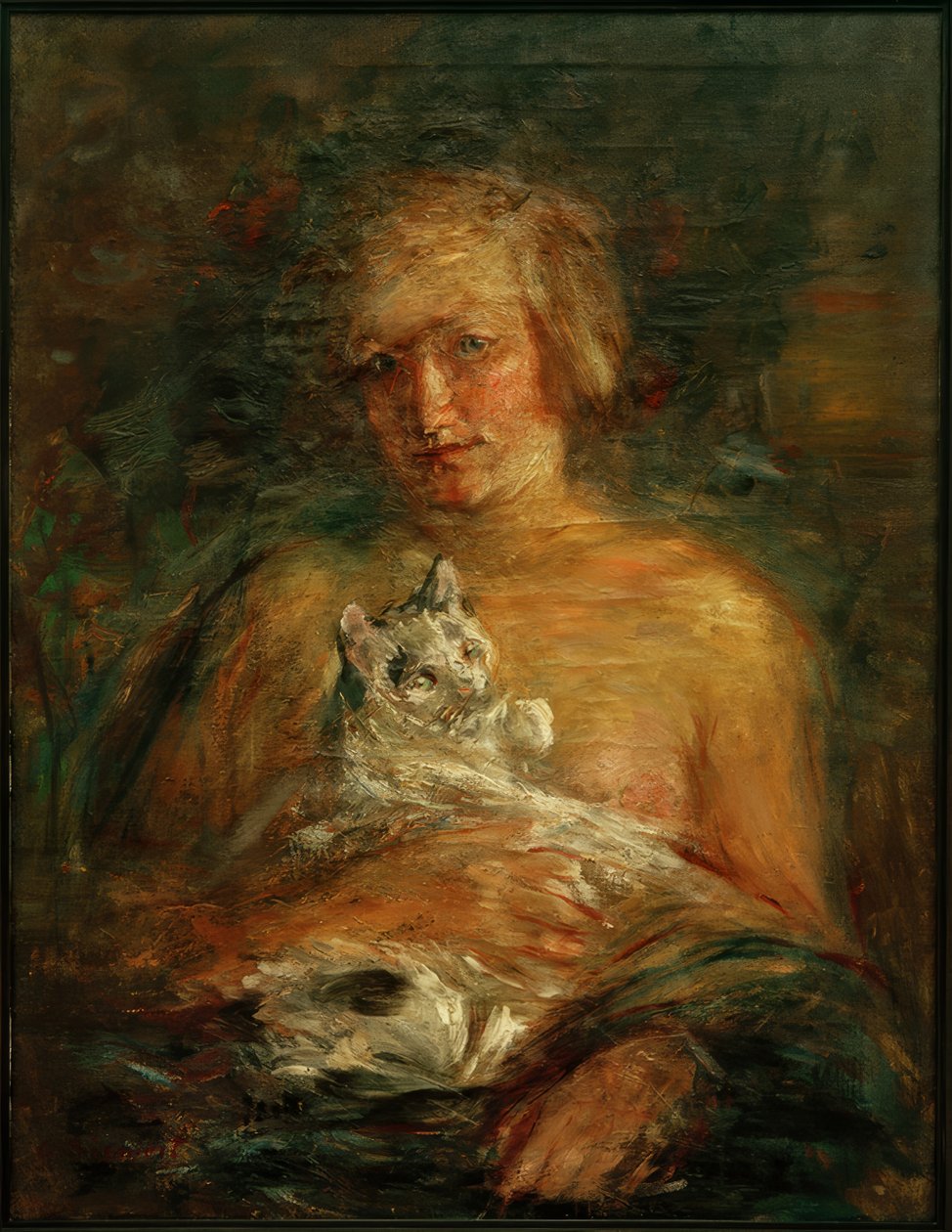 Jente med katt av Clara Siewert