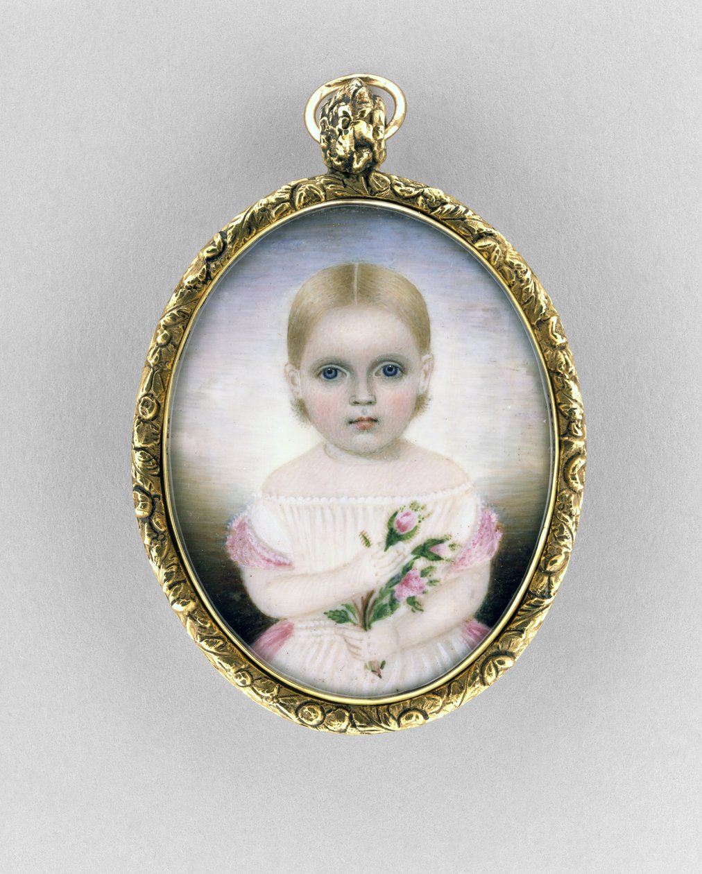 Portrait of a Girl, ca. 1840 (akvarell på elfenben, forgylt og glass) av Clarissa Peters Russell