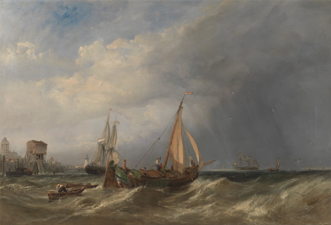En nederlandsk lekter og handelsmenn som løper ut av Rotterdam av Clarkson Frederick Stanfield
