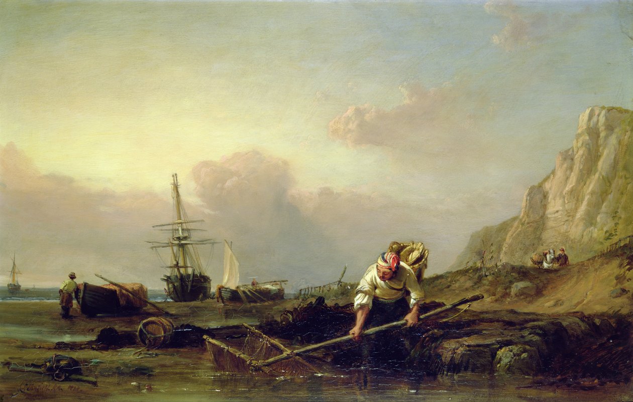 Shrimping 88;dette maleriet har en ufattelig dato; av Clarkson Frederick Stanfield