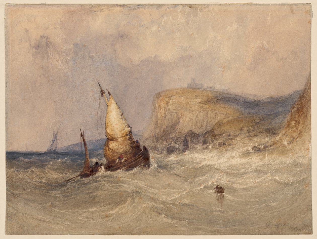 Skip utenfor Whitby (akvarell med gummi arabicum på papir) av Clarkson Frederick Stanfield