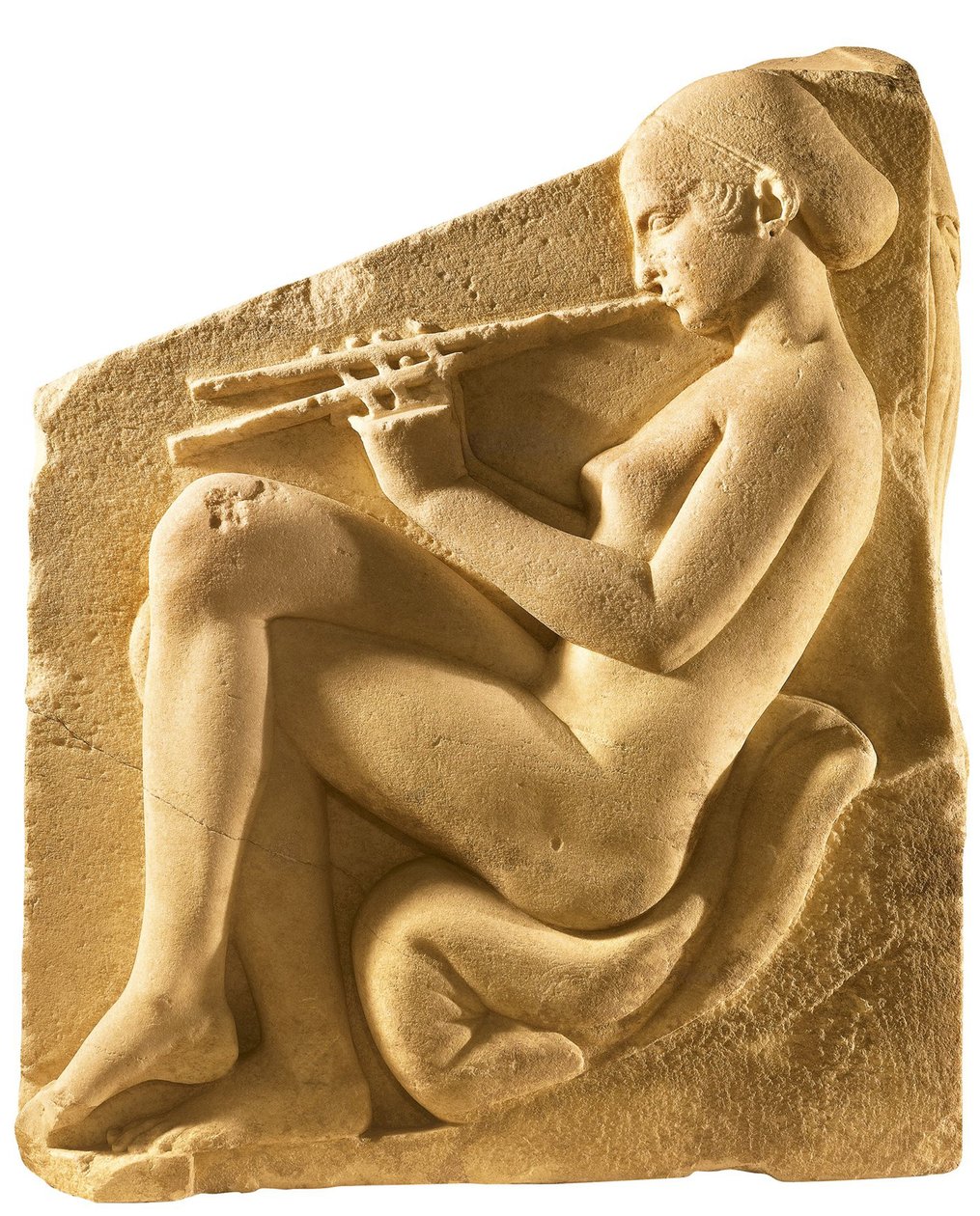 En aulos-spiller. Afrodites alter, såkalt Ludovisi-trone, venstre panel, ca 430 f.Kr. av Classical Antiquities