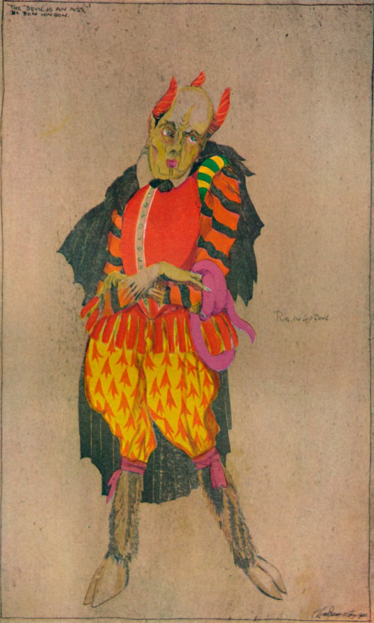 Design for kostyme i Ben Jonsons The Devil is an Ass, c1927 av Claud Lovat Fraser