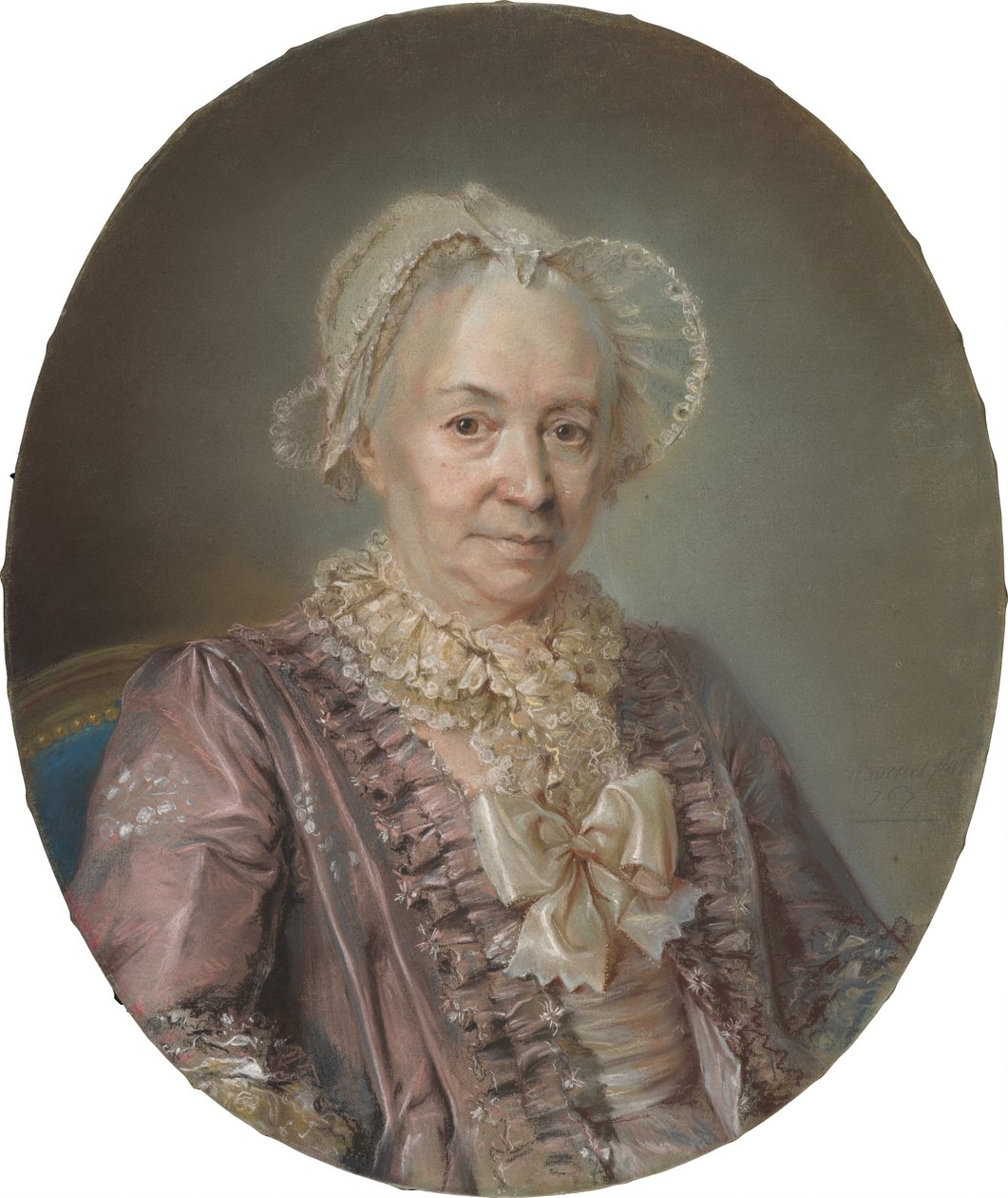 En eldre dame i en Mauve silkekjole av Claude Bornet
