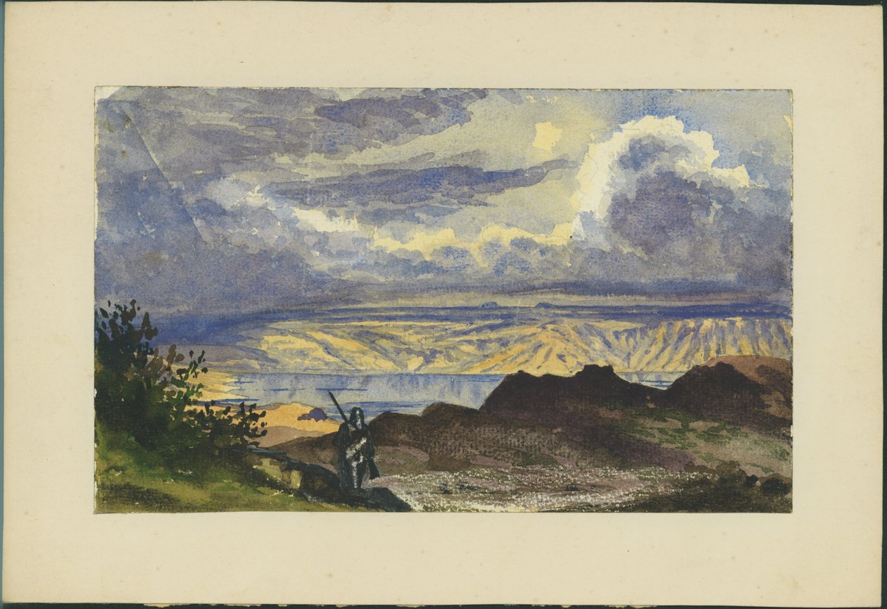 Dødehavet (wc og blyant på papir) av Claude Conder