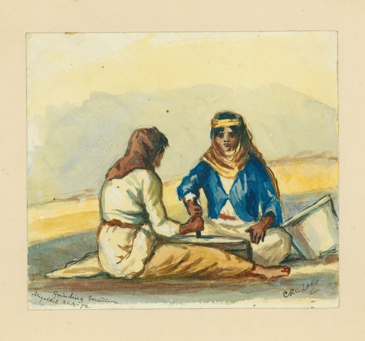 Maling av brødmais, 1872 (wc og blyant på papir) av Claude Conder