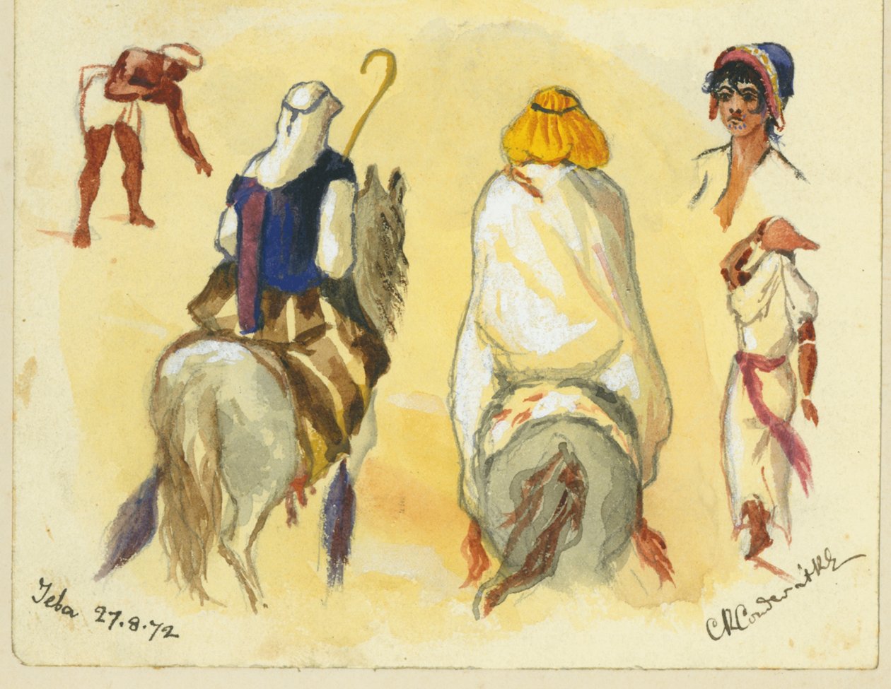 Jeba, 1872 (toalett og blyant på papir) av Claude Conder