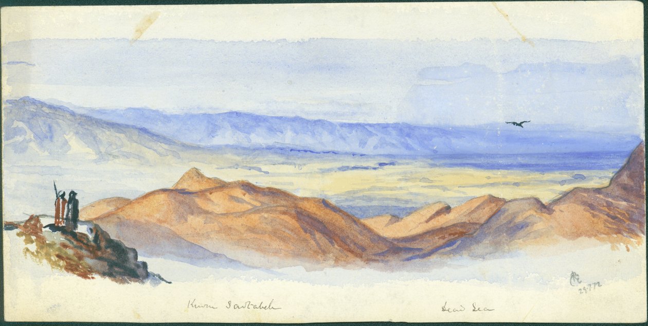 Karn Sartabeh, Jordan Valley, 1872 (wc og blyant på papir) av Claude Conder