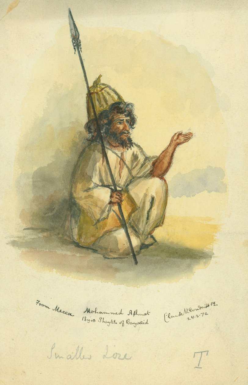 Mohammed Ahmet fra Mekka, 1872 (wc og blyant på papir) av Claude Conder