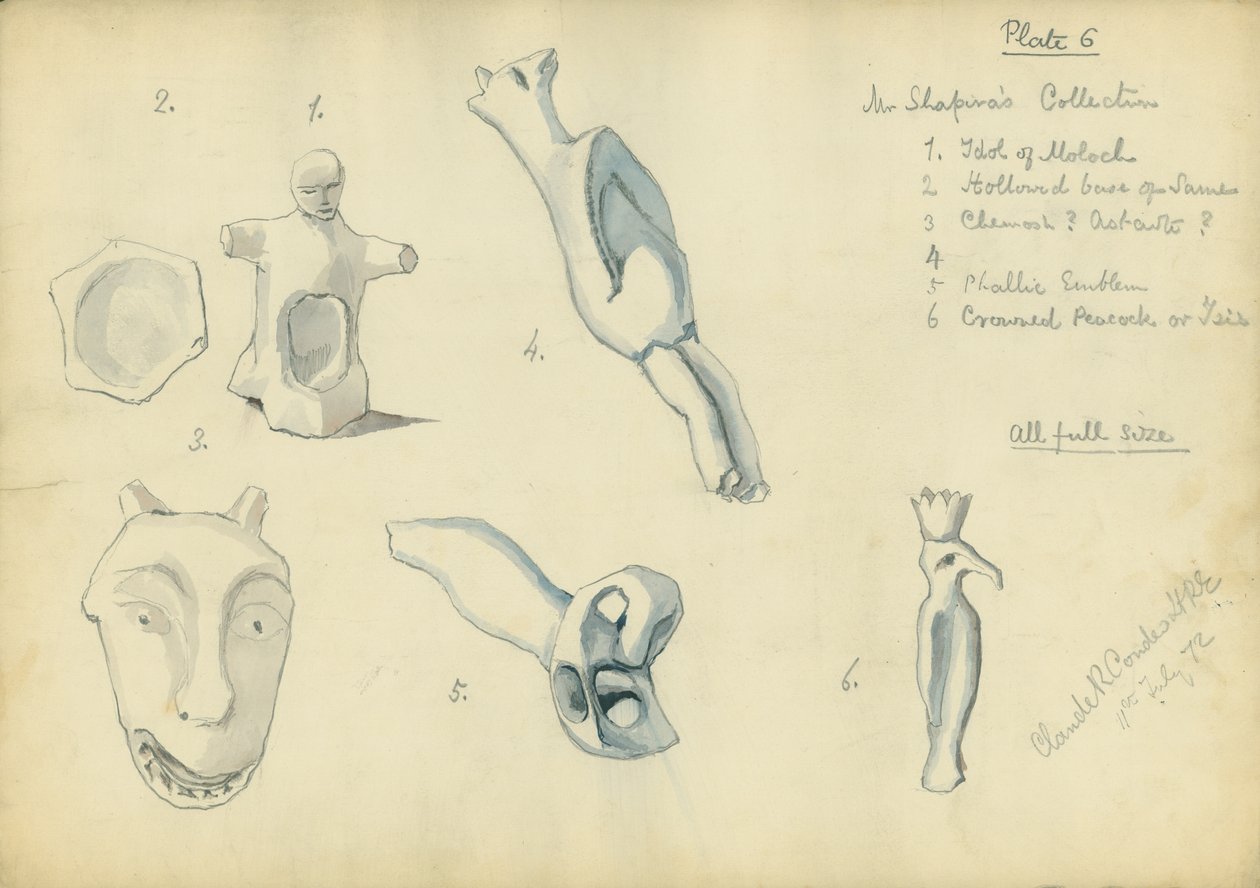 Mr Shapiras samling, plate 6, 1872 (wc og blyant på papir) av Claude Conder