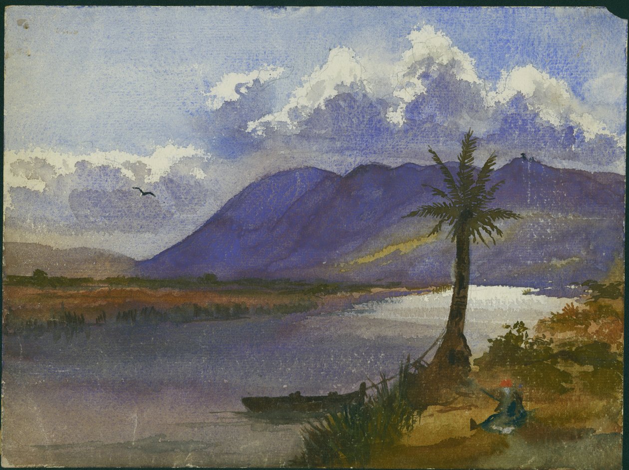 River Kishon og Carmel (wc og blyant på papir) av Claude Conder