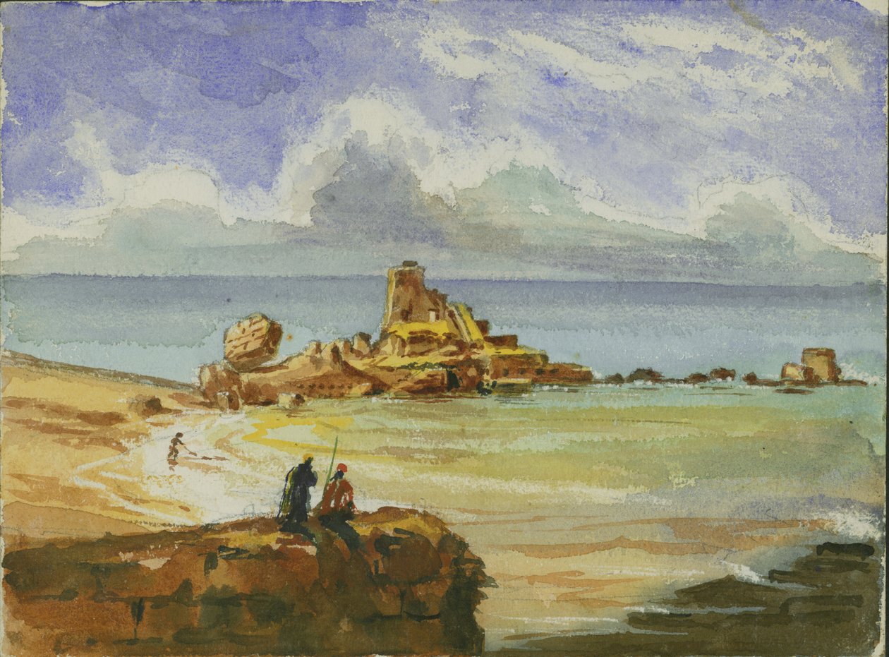 Ruinene av Cæsarea, 1873 (wc og blyant på papir) av Claude Conder