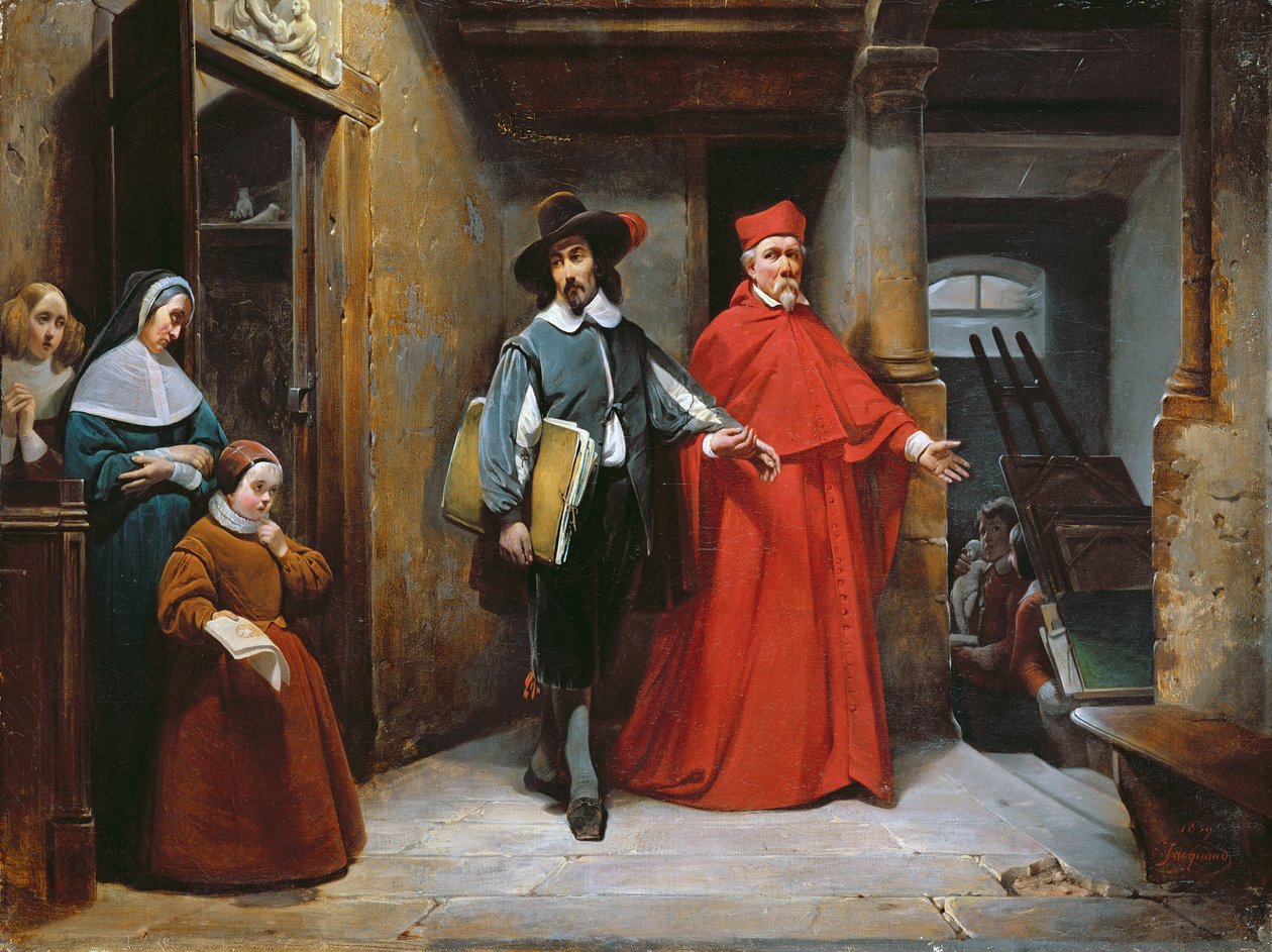 En kardinal på jakt etter Ribera i studioet hans i Napoli, 1839 av Claude Jacquand