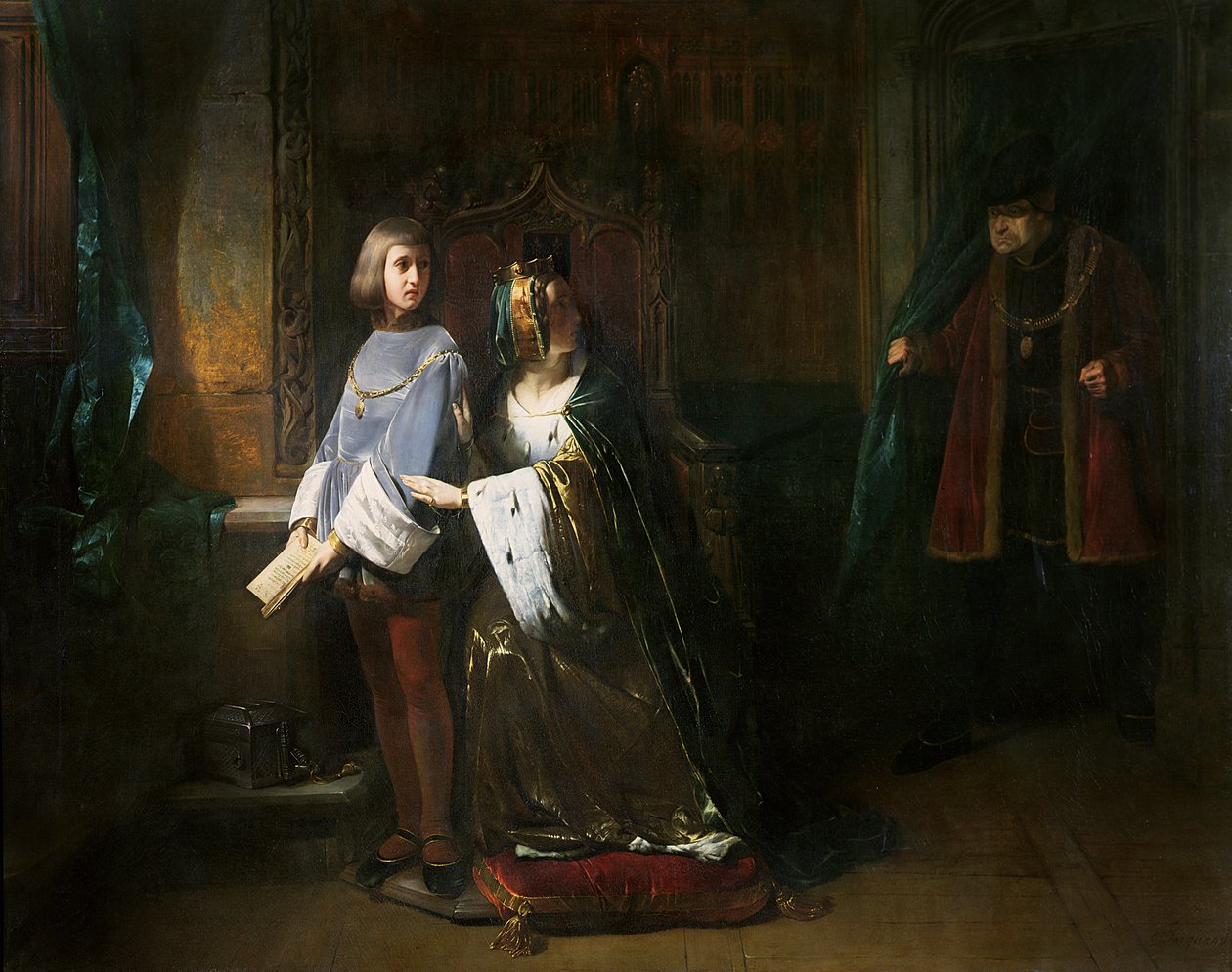 Louis XI av Frankrike overrasket dronningen som instruerte Dauphin i strid med hans vilje av Claude Jacquand