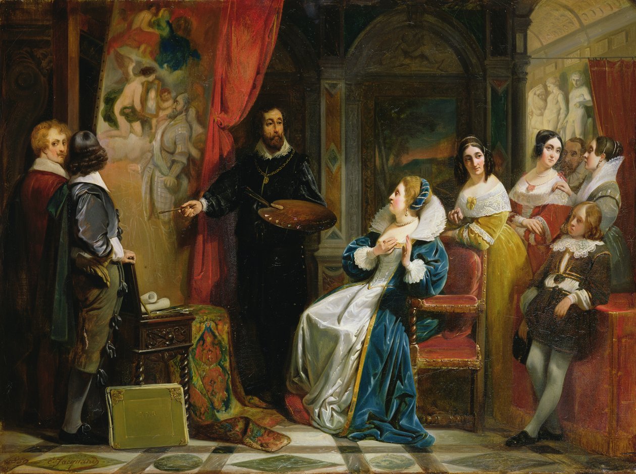 Marie de Medici (1573-1642) På besøk i Rubens studio, 1839 av Claude Jacquand