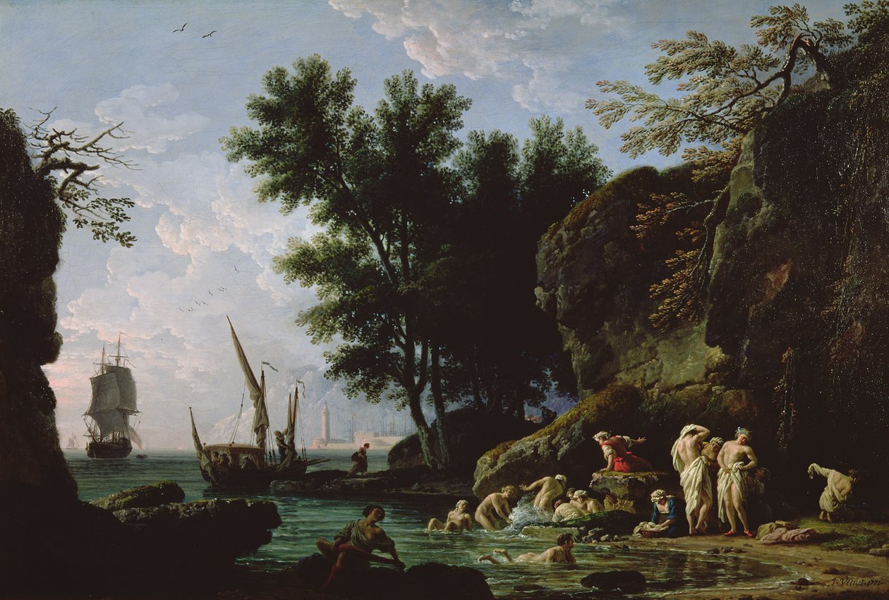 Nymfer som bader om morgenen av Claude Joseph Vernet
