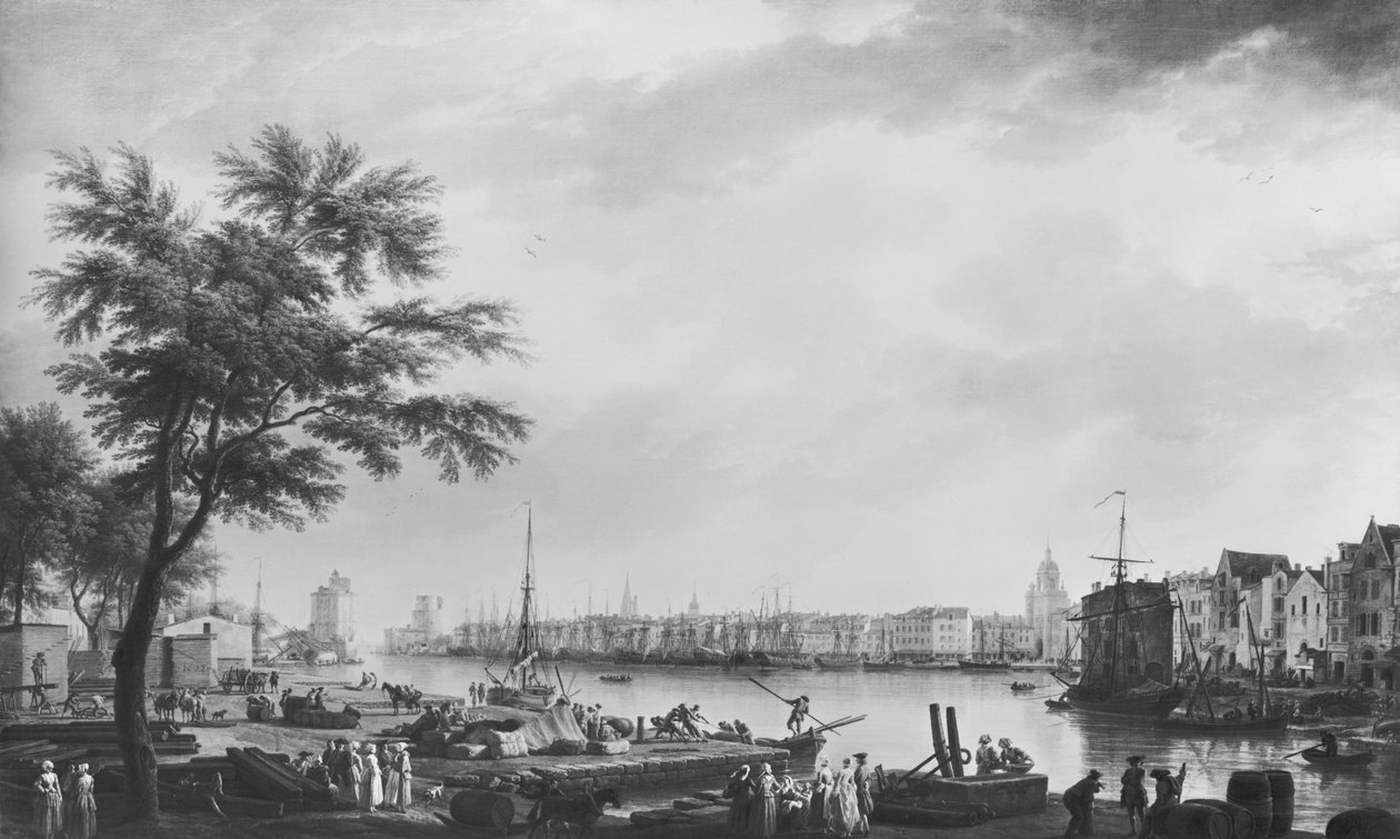 Port of La Rochelle, sett fra den lille kysten, 1762 av Claude Joseph Vernet