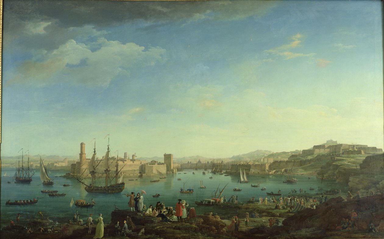 Inngangen til havnen i Marseille, 1754 av Claude Joseph Vernet