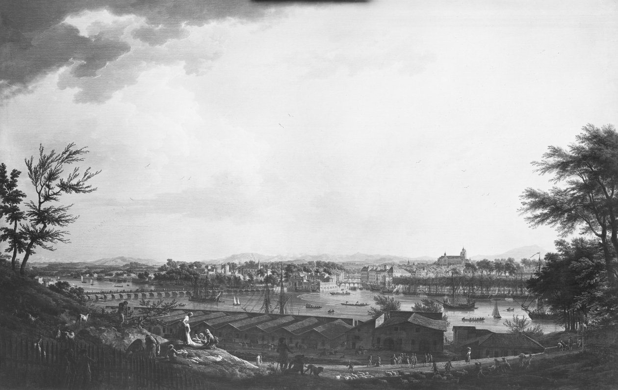 Utsikt over Bayonne sett fra halvveis nede i citadellet, 1761 av Claude Joseph Vernet