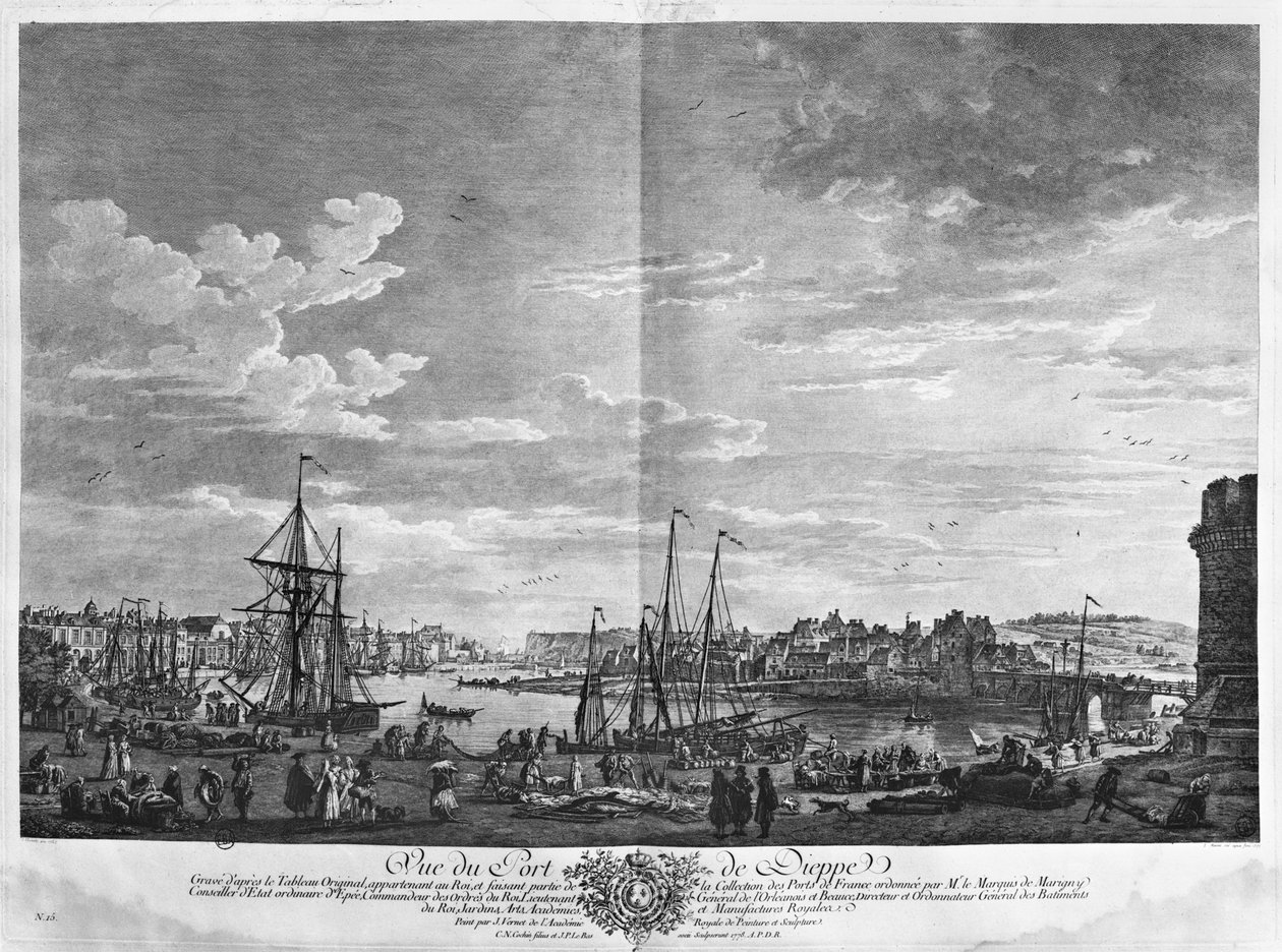 Utsikt over havnen i Dieppe, serie av 