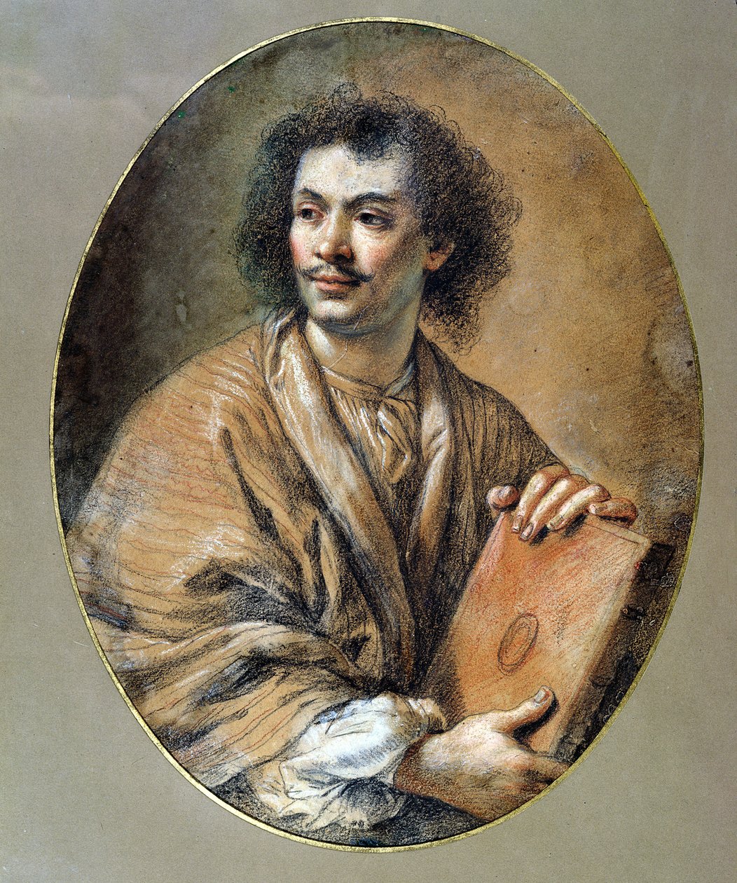Portrett av Moliere (1622-73) (svart og rødt kritt på papir) av Claude Lefebvre