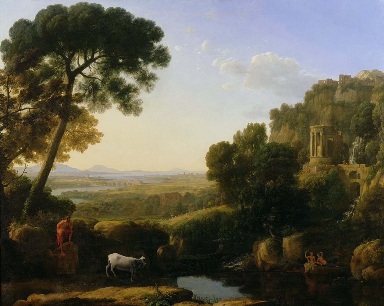 En solnedgang eller et landskap med Argus Guarding Io av Claude Lorrain