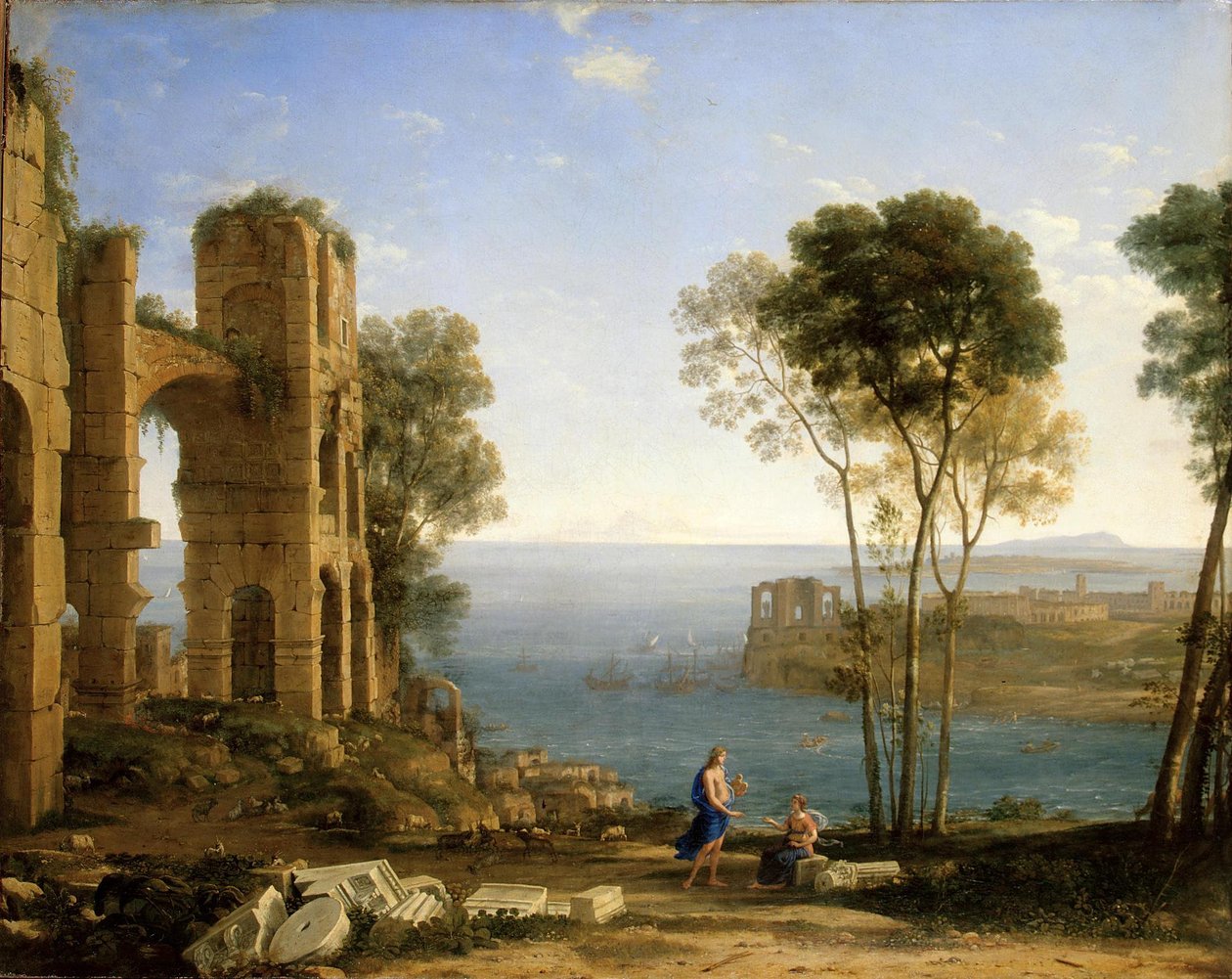 Kystutsikt med Apollo og Sibylen i Cumae av Claude Lorrain