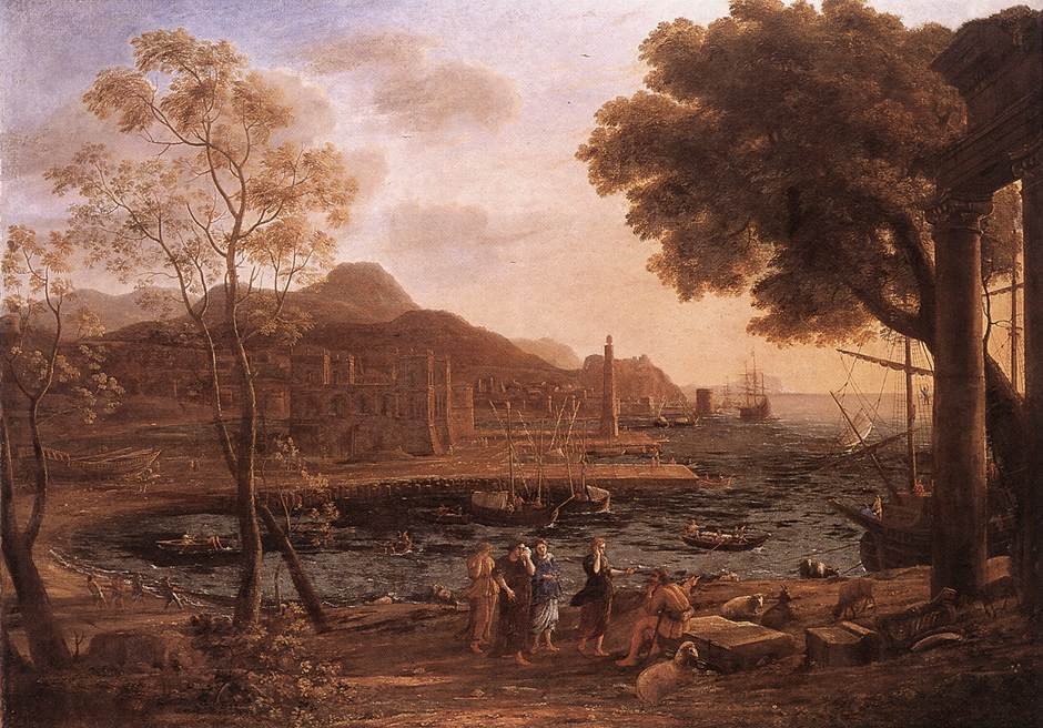 Havnescene med sørgende heliader av Claude Lorrain