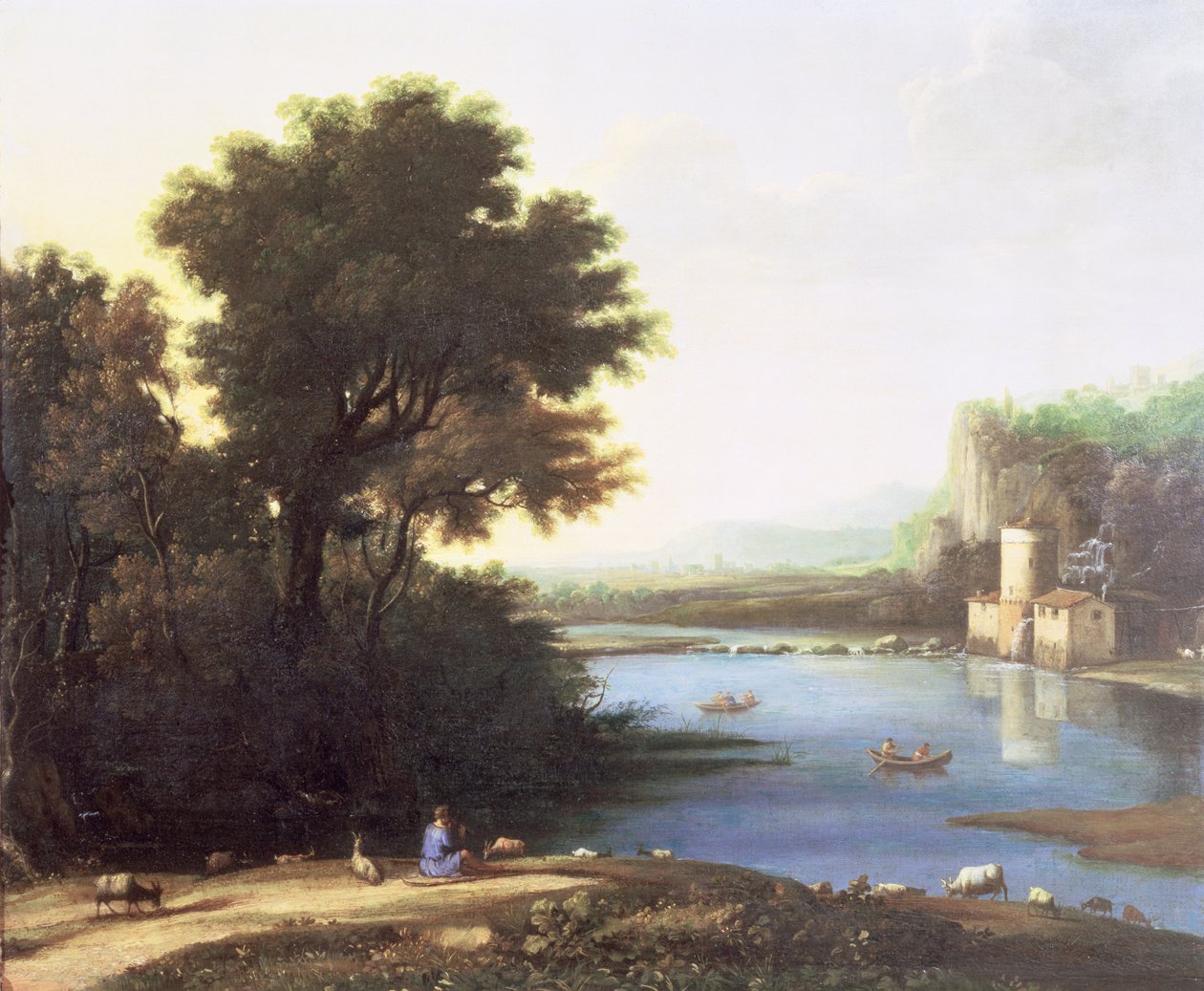 Italiensk landskap med en geitegjerde i rør til geitene hans av Claude Lorrain