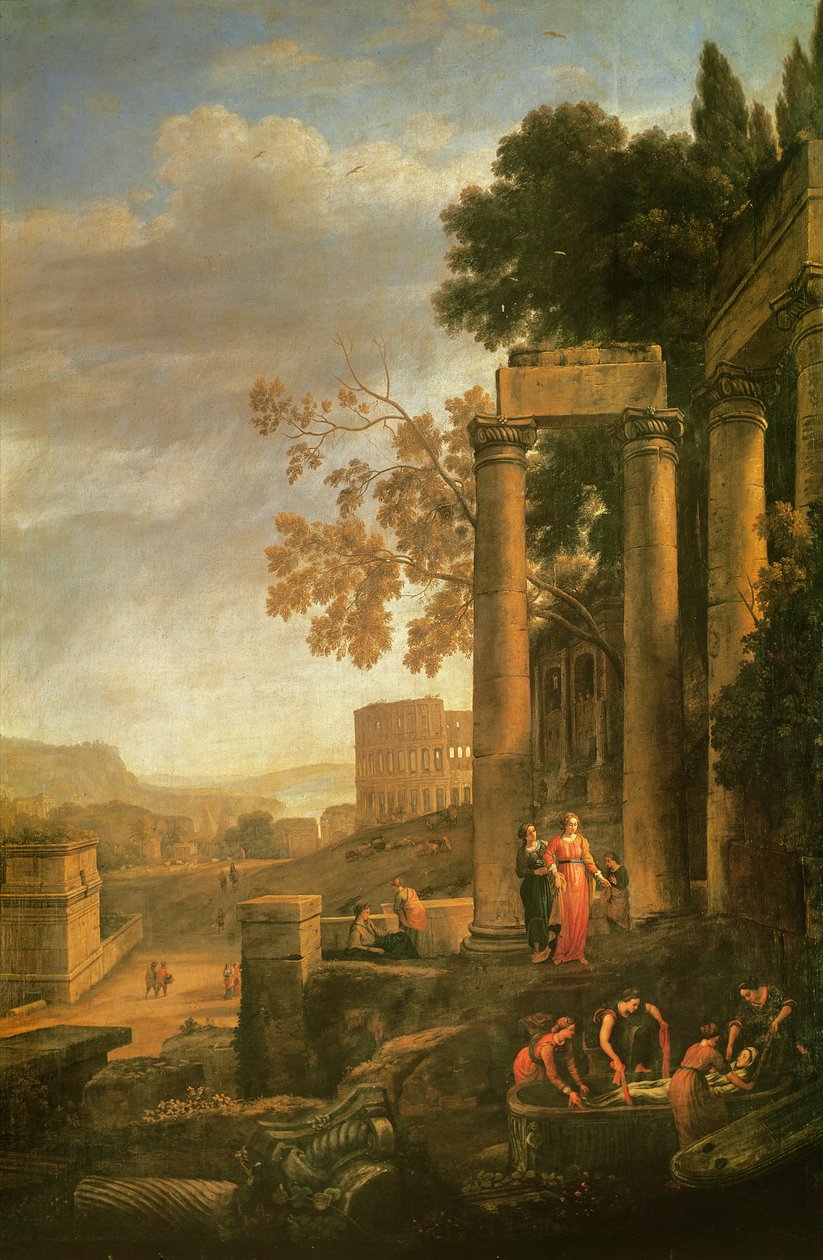 Landskap, begravelsen av Saint Serapia av Claude Lorrain