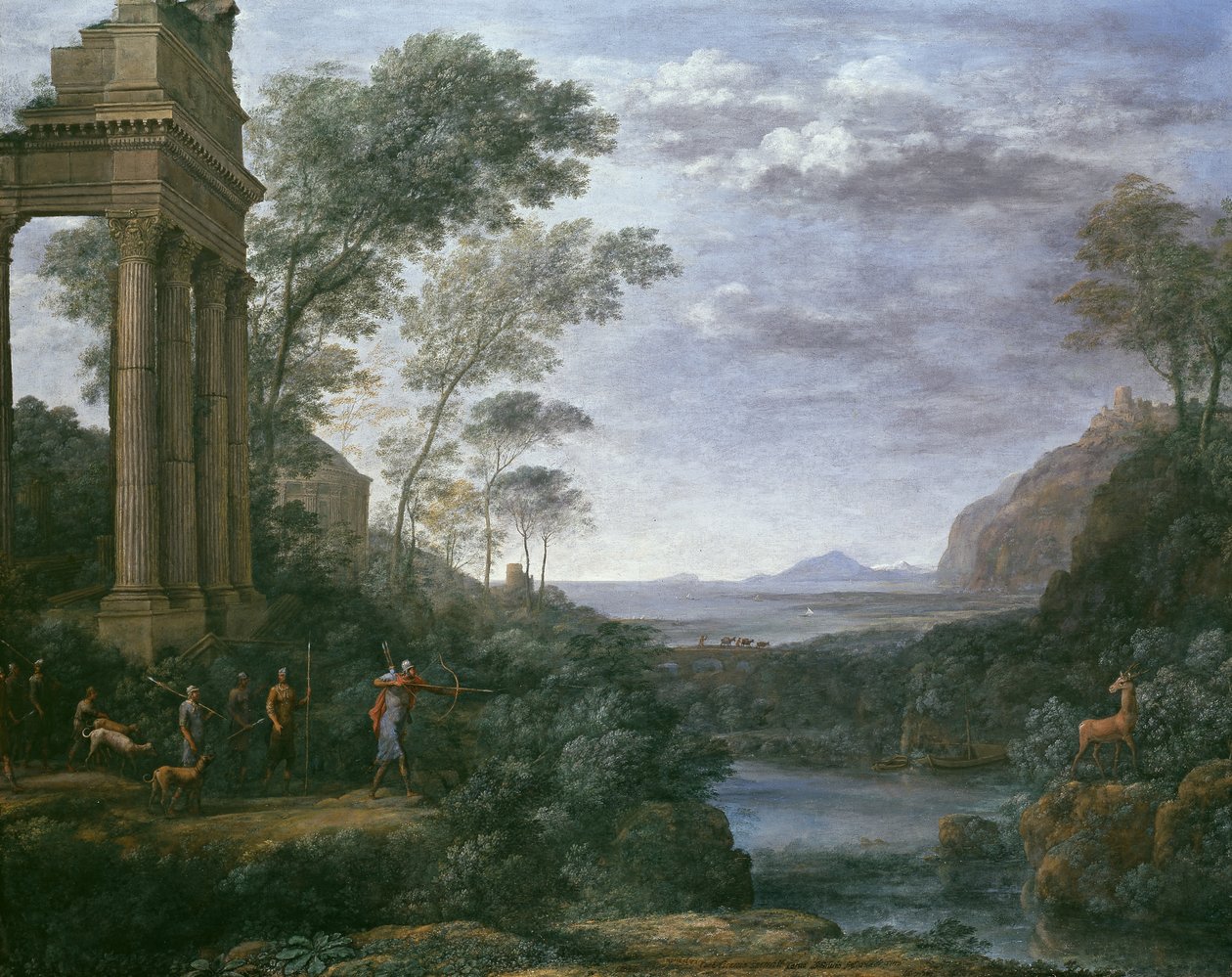 Landskap med Ascanius som skyter hjort fra Sylvia, 1600-tallet av Claude Lorrain