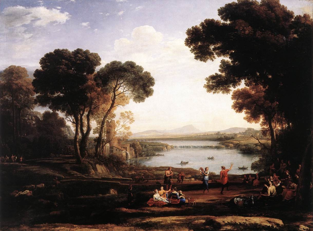 Landskap med dansende figurer (The Mill) av Claude Lorrain