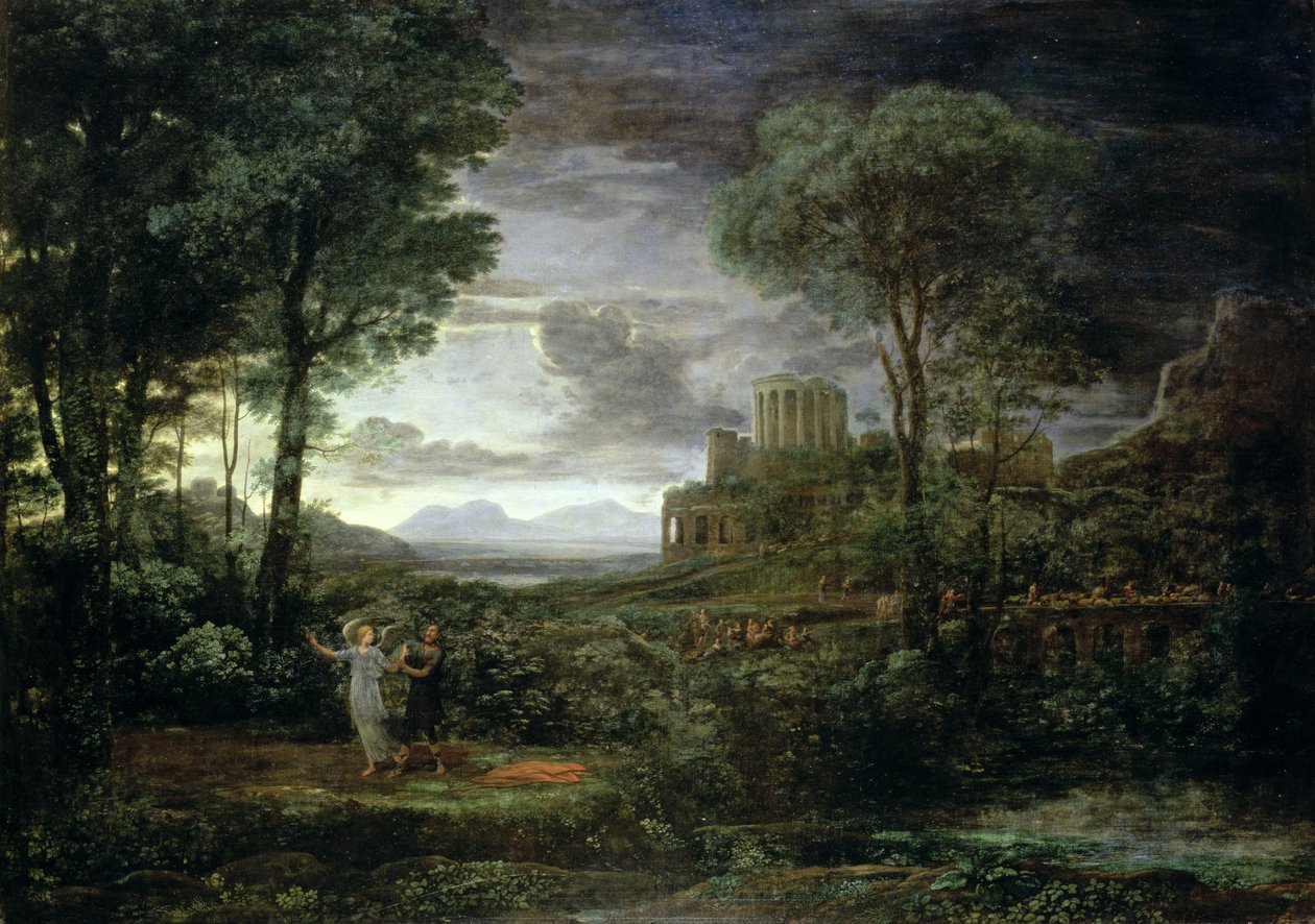 Landskap med Jacob Wrestling with the Angel, or Night, 1672 av Claude Lorrain