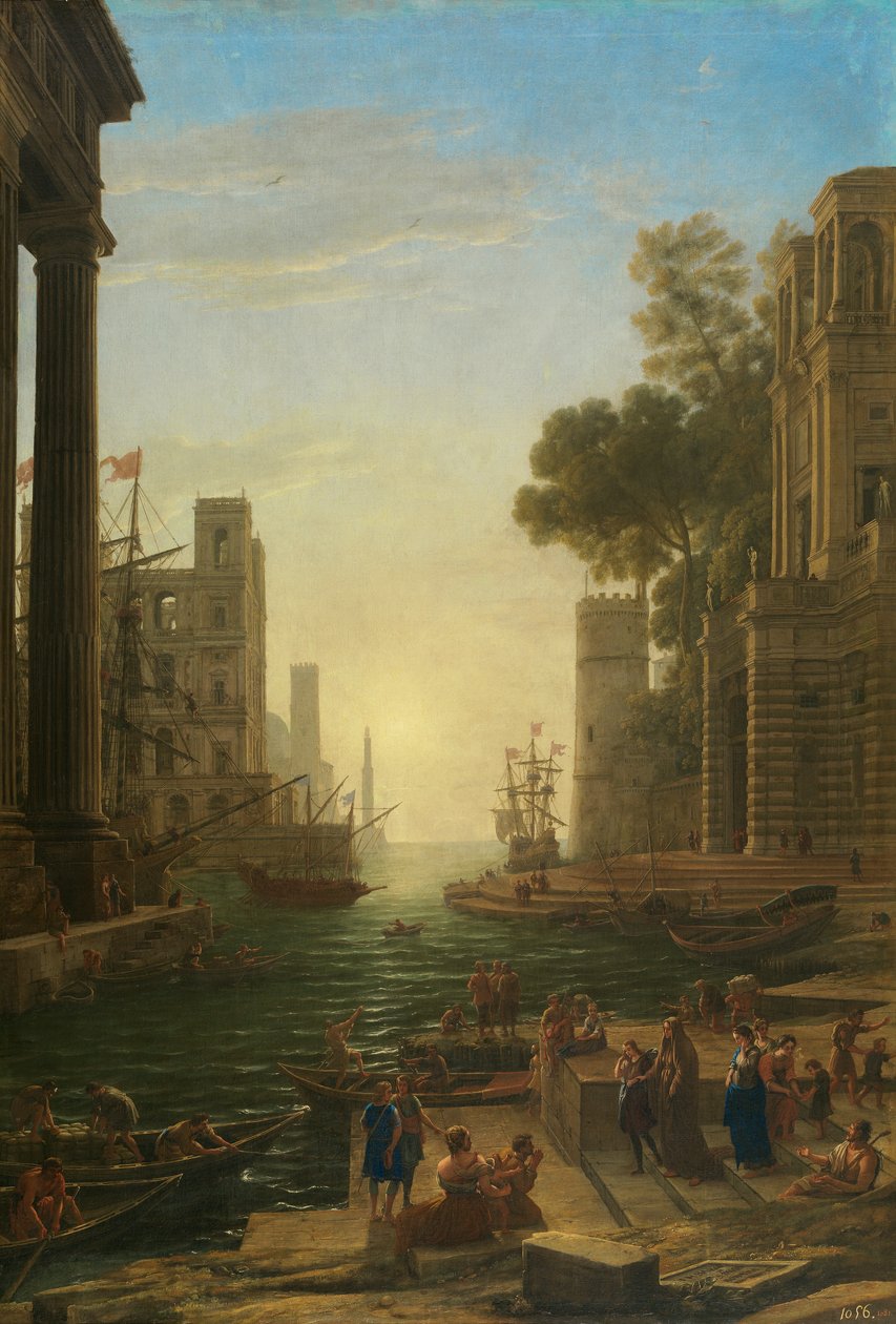 Landskap med utstigning av Saint Paula Romana i Ostia av Claude Lorrain