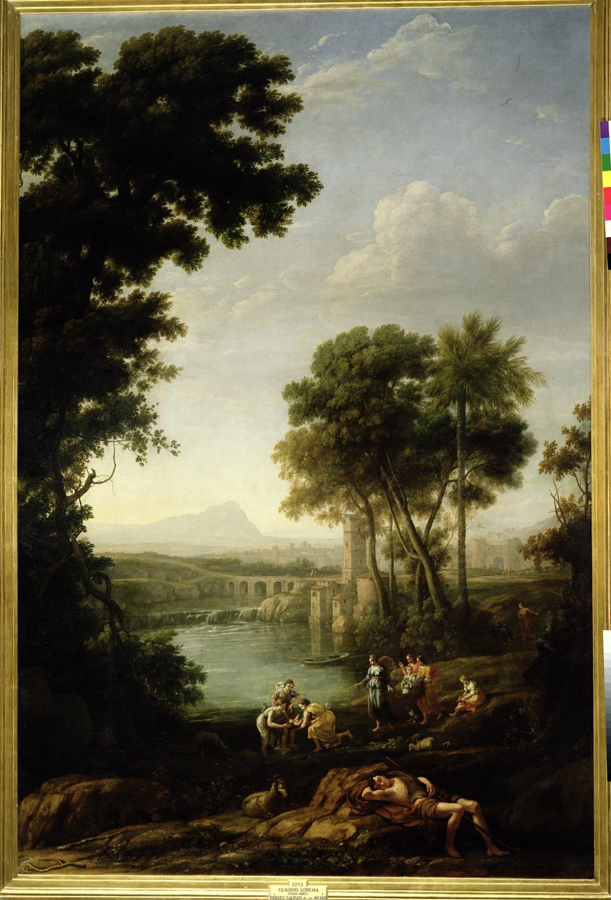 Landskap med funnet av Moses av Claude Lorrain