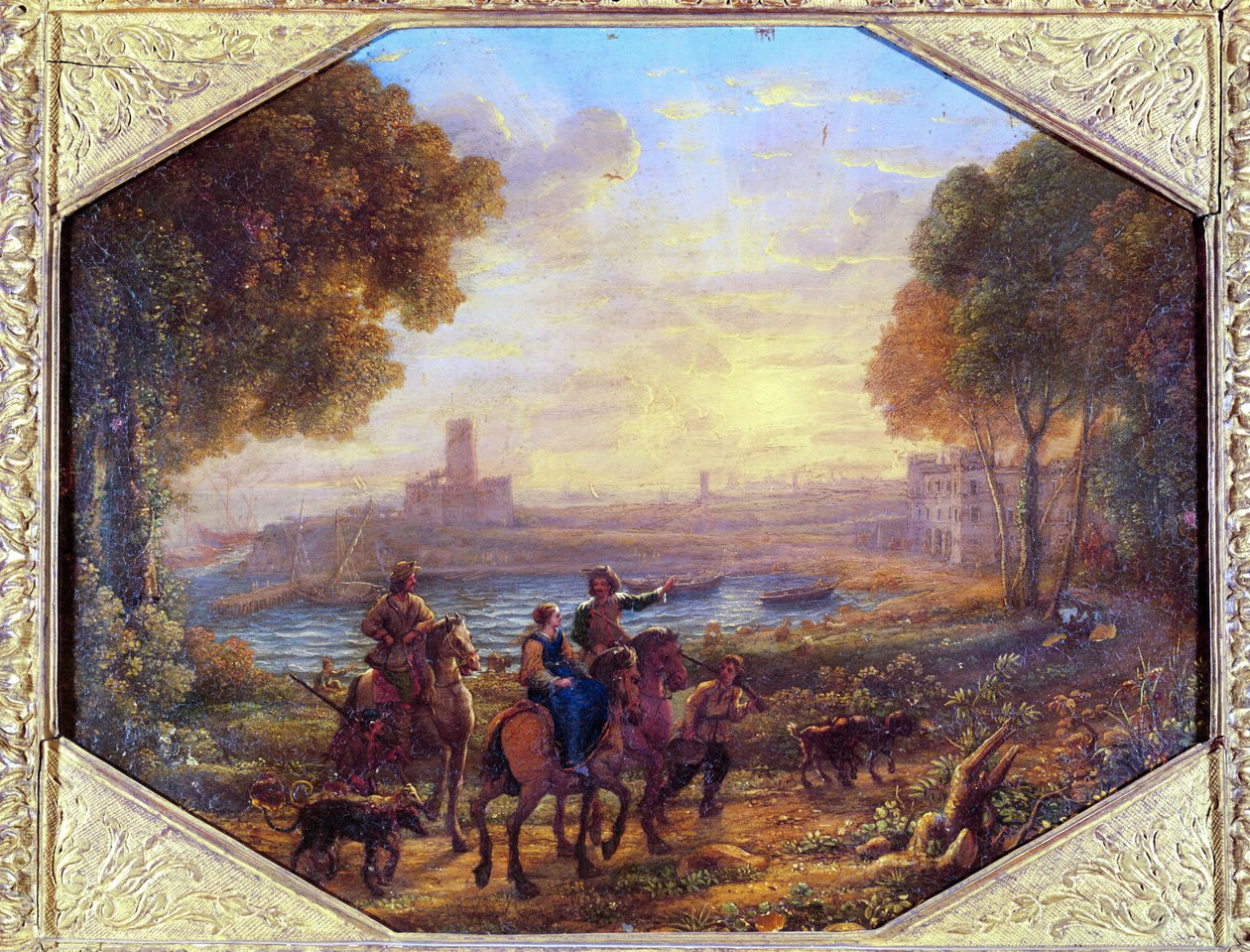Landskap med havnen i Santa Marinella (nær Civitavecchia), ca. 1639-40 (olje på kobber) av Claude Lorrain