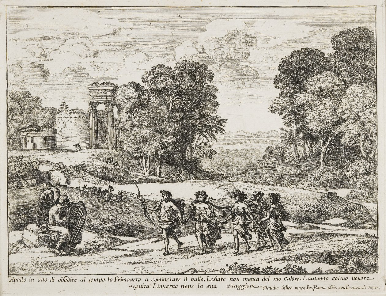 Tid, Apollo og årstidene, 1662 av Claude Lorrain