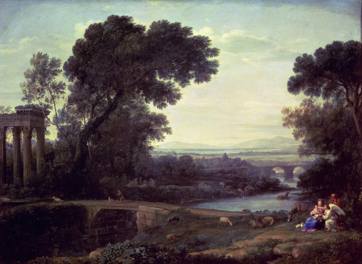 Middag eller landskap med resten på flukten til Egypt, 1661 av Claude Lorrain
