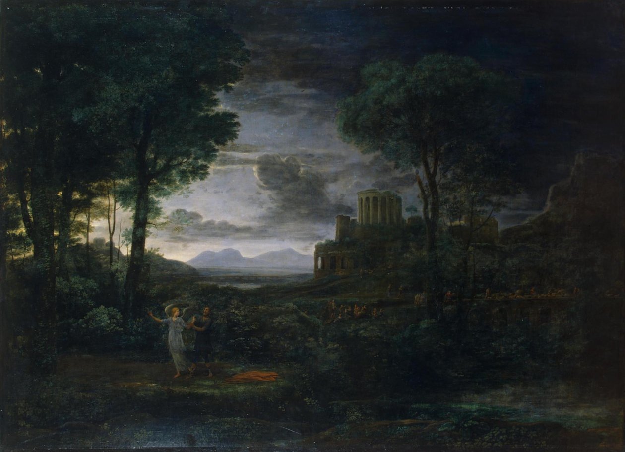 Landskap med Jacob som kjemper med engelen (natt) av Claude Lorrain