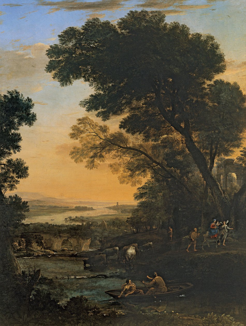 Idyllisk landskap med flyturen til Egypt av Claude Lorrain