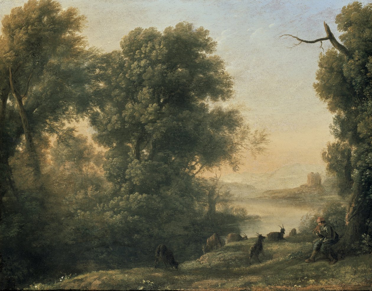Elvelandskap med geitefuglrør, 1600-tallet av Claude Lorrain