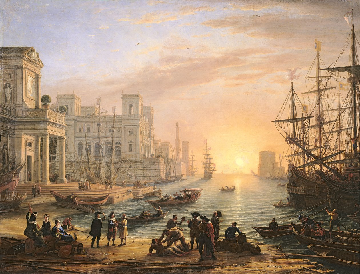 Havnen ved solnedgang av Claude Lorrain