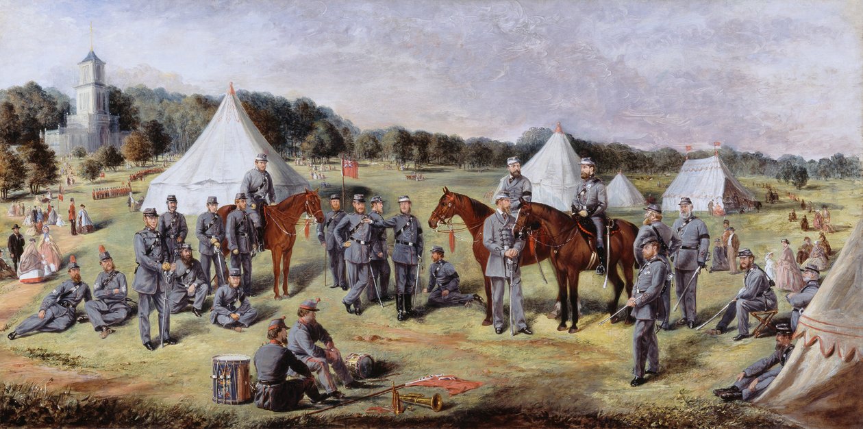 Den første administrative bataljonen av Norfolk-frivillige ved Gunton Park, 1864 av Claude Lorraine R.W Nursey