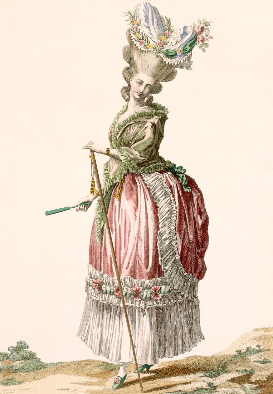 Gåkjole for damer i provençalsk stil, gravert av Dupin, plate nr. 17 fra 